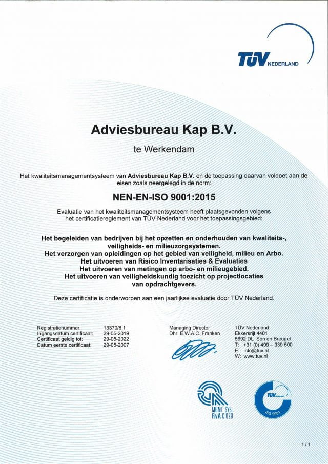 Certificaat KAP - ISO9001 (vervaldatum 29052022)